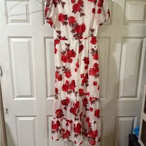 Floral Red and White Women's Dress